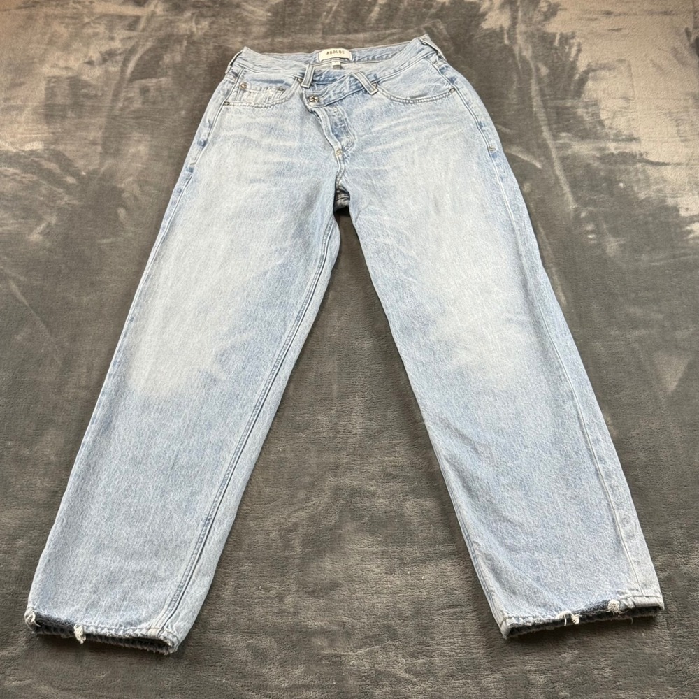 AGOLDE Criss Cross Upsize High Rise Straight Jeans Light Wash Blue A097-983 24